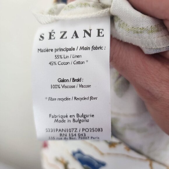 NWT Sezane X Farm Rio Tiago Crop Linen Blend Pant Romantic Garden 42/US Size 10 - Picture 15 of 16